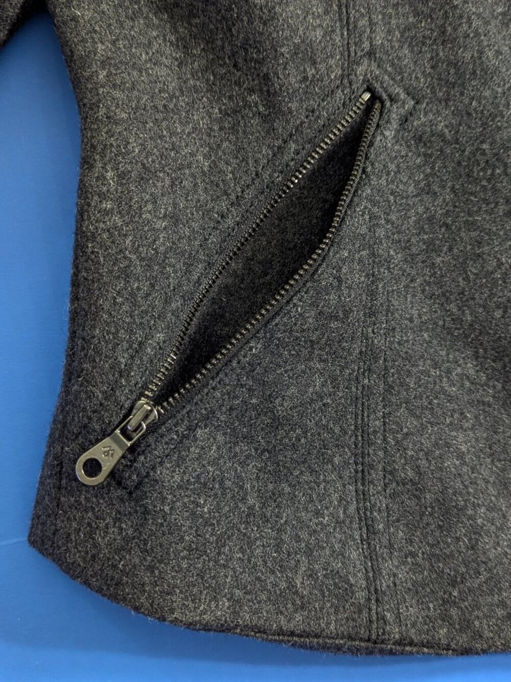 MARTIN + OSA Wool Biker/Moto Jacket Charcoal Grey Size 8 - Picture 9 of 13